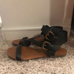 Black buckle sandals